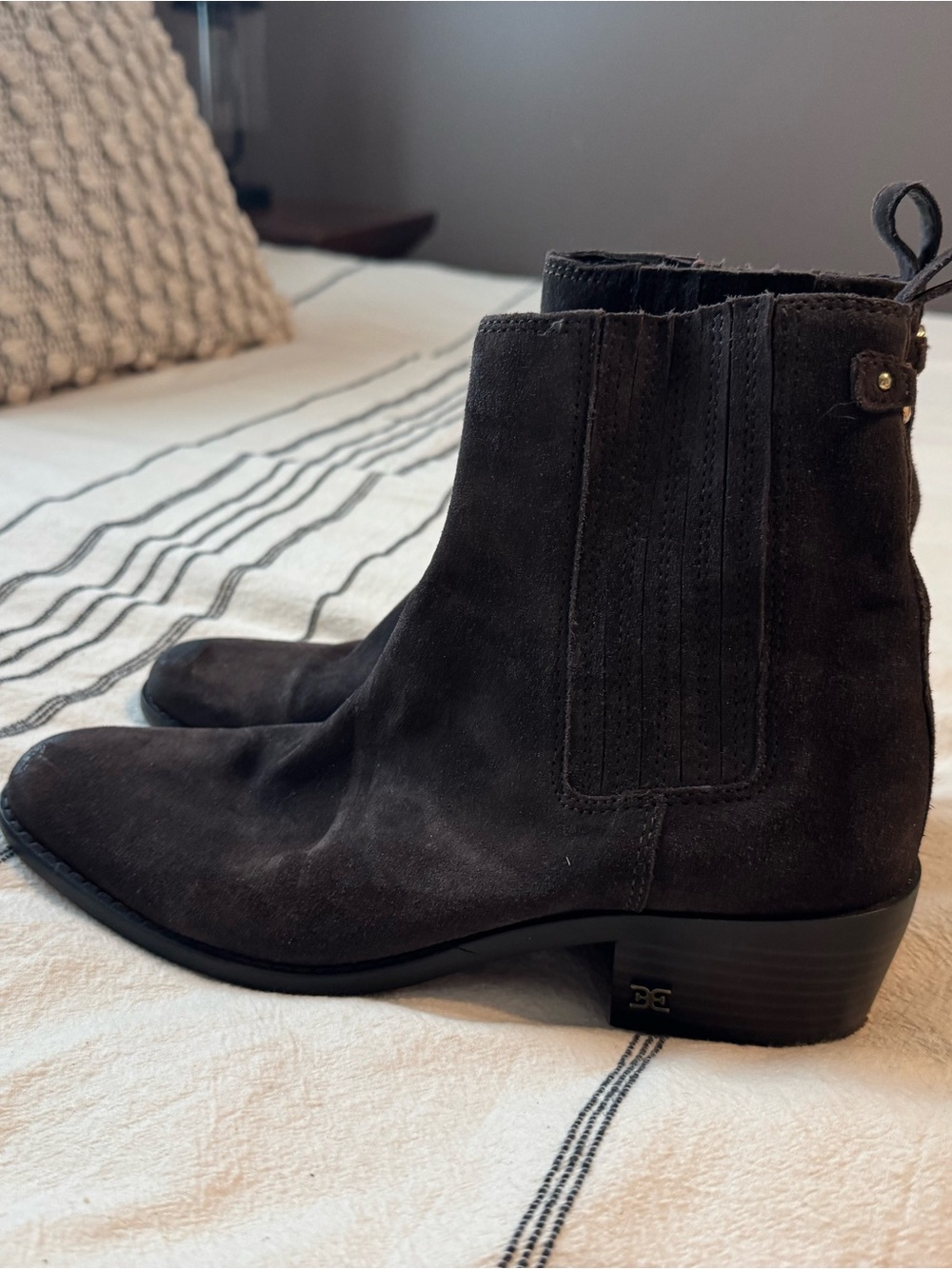 Sam Edelman Black Suede Chelsea Ankle Boots